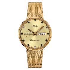 MIDO Commander 1959 Gold-Tone Dial Gold-Tone Milanese Bracelet Watch 37mm - M842932213