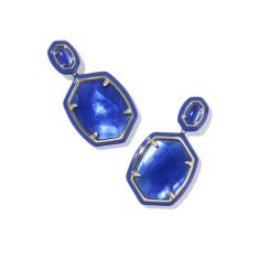Kendra Scott Daphne Enamel Frame Drop Earrings in Cobalt Illusion
