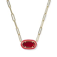 Kendra Scott Elisa Enamel Frame Gold Paperclip Necklace in Red Illusion