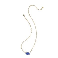Kendra Scott Elisa Enamel Frame Gold Paperclip Necklace in Cobalt Illusion