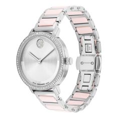 Movado BOLD Evolution 2.0 Crystal Bezel Stainless Steel and Pink Ceramic Watch 34mm - 3601300