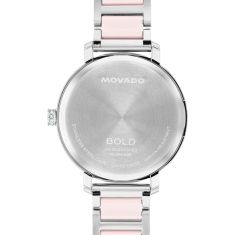 Movado BOLD Evolution 2.0 Crystal Bezel Stainless Steel and Pink Ceramic Watch 34mm - 3601300