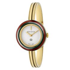 Ladies' Gucci Play White Dial Gold-Tone Stainless Steel Bangle Watch 28mm - YA151542 1