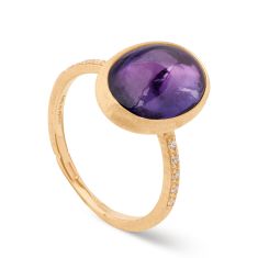 Marco Bicego Siviglia Color 18k Yellow Gold Amethyst Ring with 1/20ctw Diamonds - Size 7 1
