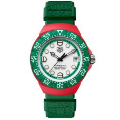 TAG Heuer FORMULA 1 Solargraph White Dial Green Rubber Strap Limited Edition Watch 38mm - WBY1160.FT8085