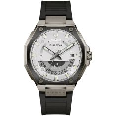 Bulova Series X Precisionist White Dial Black Rubber Strap Watch 42mm - 98B457