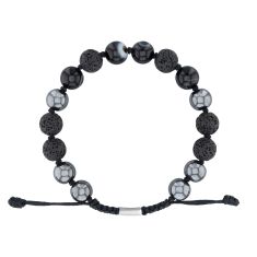 Jurassic World Black Agate, Hematite, and Lava Rock Beaded Bracelet