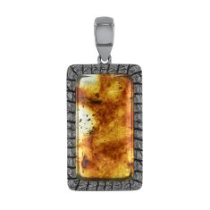 Jurassic World Simulated Amber and Black Gunmetal-Plated Sterling Silver Pendant 1