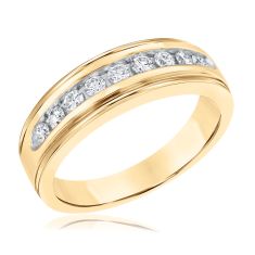 Men's 1/2ctw Round Diamond 10k Yellow Gold Wedding Band Men's 1/2ctw Round Diamond 10k Yellow Gold Wedding Band