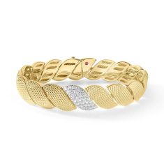 Roberto Coin San Marco Textured Diamond 18k Two-Tone Gold Bangle Bracelet 1