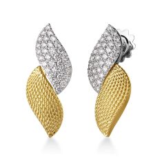 Roberto Coin San Marco Textured 1 3/8ctw Diamond 18k Two-Tone Gold Earrings 1