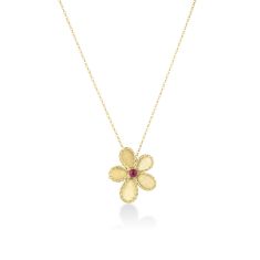 Roberto Coin Jasmine Rubellite 18k Yellow Gold Flower Necklace 1
