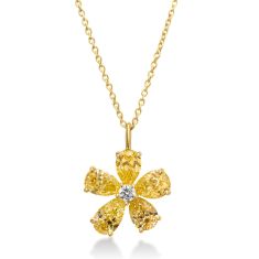 Roberto Coin Tiny Treasures Pear Shape Yellow Diamond Flower 18k Yellow Gold Necklace 1