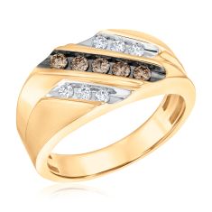 Men's 1/2ctw Brown Diamond and Diamond 10k Yellow Gold Ring 1