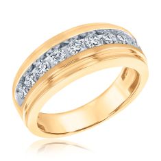 Men's 1ctw Diamond 10k Yellow Gold Band 1