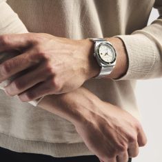 Movado Heritage Ondoplan Powder White Dial Stainless Steel Watch 39mm - 3650243