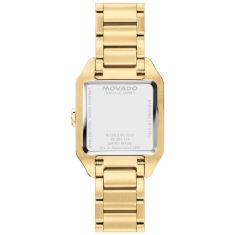 Movado Heritage 1917 White Sunburst Dial Lab Grown Diamond Bezel Gold Ionic-Plated Stainless Steel Watch 34mm - 3650250