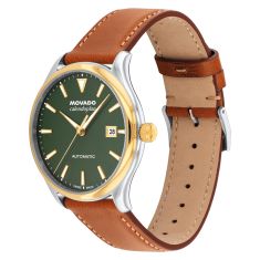Movado Heritage Calendoplan Green Dial Brown Leather Strap Watch 40mm - 3650229