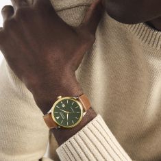 Movado Heritage Calendoplan Green Dial Brown Leather Strap Watch 40mm - 3650229