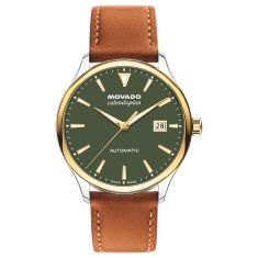 Movado Heritage Calendoplan Green Dial Brown Leather Strap Watch 40mm - 3650229 1