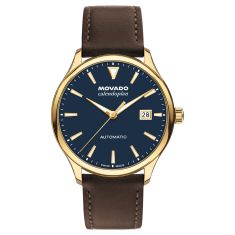 Movado Heritage Calendoplan Blue Dial Brown Leather Strap Watch 40mm - 3650230 1
