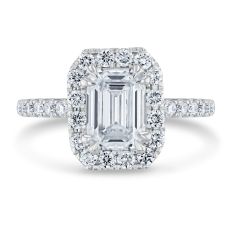 2 5/8ctw Emerald Lab Grown Diamond Halo 14k White Gold Engagement Ring