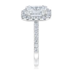 2 5/8ctw Emerald Lab Grown Diamond Halo 14k White Gold Engagement Ring