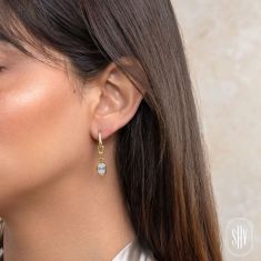 Shy Creation 3/8ctw Baguette Diamond 14k Yellow Gold Drop Earrings