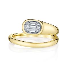 Shy Creation 1/10ctw Baguette Diamond 14k Yellow Gold Bypass Ring