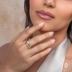 Shy Creation 1/10ctw Baguette Diamond 14k Yellow Gold Bypass Ring