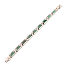 INOX Malachite Inlay Stainless Steel Link Bracelet