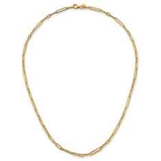 14k Yellow Gold 3mm Short and Long Paperclip Link Chain Necklace