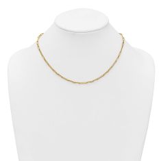 14k Yellow Gold 3mm Short and Long Paperclip Link Chain Necklace