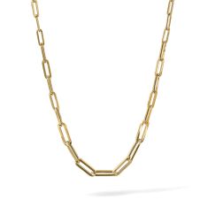 14k Yellow Gold 6.7mm Graduated Paperclip Link Chain Necklace 1