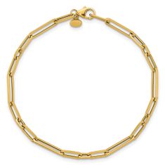 14k Yellow Gold 3mm Paperclip Link Chain Bracelet