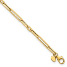 14k Yellow Gold 3mm Paperclip Link Chain Bracelet