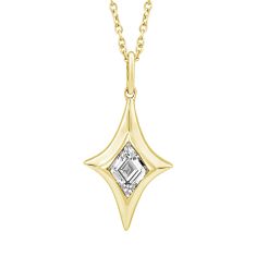 image of ASTERLY by REEDS ECONIC 1/3ctw Lozenge Step-Cut Lab Grown Diamond Gold Vermeil Pendant Necklace with sku:20598454