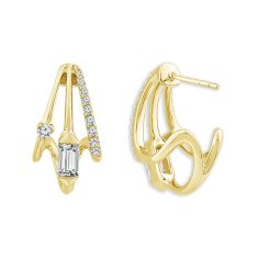 ASTERLY by REEDS ECONIC 1/2ctw Baguette Shape Step-Cut Lab Grown Diamond Gold Vermeil Hoop Earrings