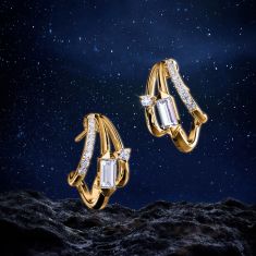 ASTERLY by REEDS ECONIC 1/2ctw Baguette Shape Step-Cut Lab Grown Diamond Gold Vermeil Hoop Earrings