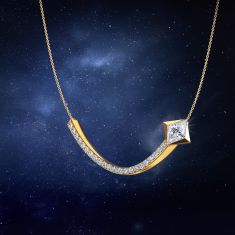 ASTERLY by REEDS ECONIC 3/8ctw Lozenge Shape Step-Cut Lab Grown Diamond Gold Vermeil Bar Necklace