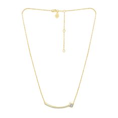 ASTERLY by REEDS ECONIC 3/8ctw Lozenge Shape Step-Cut Lab Grown Diamond Gold Vermeil Bar Necklace