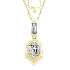 image of ASTERLY by REEDS ECONIC 1/2ctw Elongated Hexagon Shape Step-Cut Lab Grown Diamond Gold Vermeil Pendant Necklace with sku:20598546