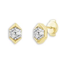 ASTERLY by REEDS ECONIC 1/2ctw Hexagon Shape Step-Cut Lab Grown Diamond Gold Vermeil Earrings