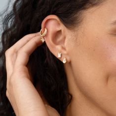 ASTERLY by REEDS ECONIC 5/8ctw Lozenge Shape Step-Cut Lab Grown Diamond Drop and Dangle Gold Vermeil Earrings