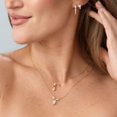 ASTERLY by REEDS ECONIC 1ctw Tie Shape Step-Cut Lab Grown Diamond Gold Vermeil Pendant Necklace