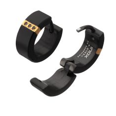 INOX Black Sapphire Black Ion-Plated Stainless Steel Huggie Hoop Earrings, 13mm