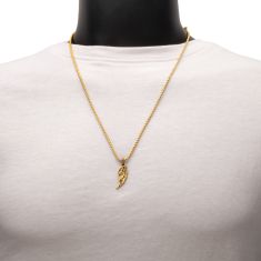INOX Black Sapphire Gold Ion-Plated Stainless Steel Phoenix Wing Pendant Necklace