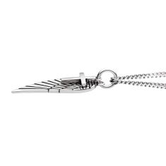 INOX Oxidized Sterling Silver Wing and Cross Duo Pendant Necklace
