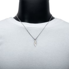 INOX Oxidized Sterling Silver Wing and Cross Duo Pendant Necklace