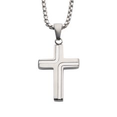 INOX Stainless Steel Modern Cross Pendant Necklace 1